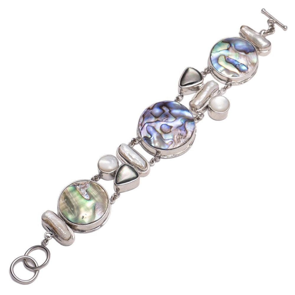 Blue green abalone sea shell bracelet